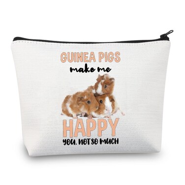 LEVLO Funny Guinea Pig Cosmetic Make Up Bag Guinea Pig Lover Inspired Gift Guinea Pigs Make Me Happy You Not So Much Guinea Pig Makeup Zipper Pouch Bag(Guinea Pigs Happy)