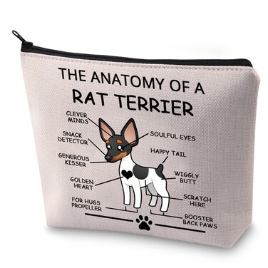 LEVLO Rat Terrier Lovers Gifts - The Anatomy of A Rat Terrier Cosmetic Bags for Veterinary Mom Travel Toiletry Needs