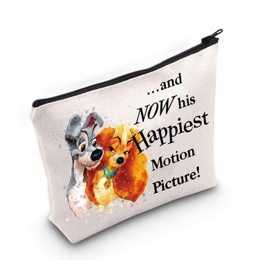 LEVLO Lady Dog Cosmetic Make Up Bag Tramp Fans Gift And Now His Happiest Motion Picture Makeup Zipper Pouch Bag (And Now His)