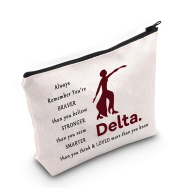 LEVLO Sorority Cosmetic Make up Bag DST Sorority Inspired Gifts You Are Braver Stronger Smarter Than You Think Makeup Zipper Pouch Bag (DST Bag)