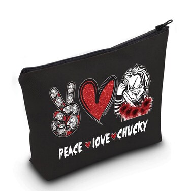 LEVLO Movie Cosmetic Makeup Bag - Horror Movie Fan Gift (Peace Chucky Black)