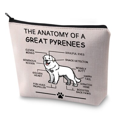 LEVLO Funny Great Pyrenees Lovers Gifts The Anatomy of A Great Pyrenees Cosmetic Bags Pyrenean Mountain Dog Veterinary Mom Travel Toiletry Bags (Great Pyrenees)