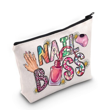 LEVLO Nail Boss Cosmetic Make Up Bag Nail Technician Gift Nail Artists Make Up Zipper Pouch Bag Nail Tech Merch (Nail Boss)