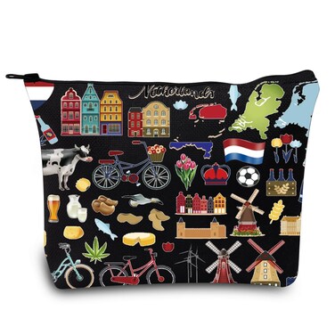 LEVLO Netherlands Map Iconic Traditional Souvenir Gift Holland Travel Pouch Bag Netherlands Vacation Gift
