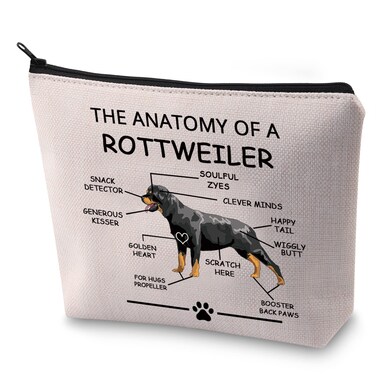 LEVLO Funny Rottweiler Dog Lovers Gifts The Anatomy of A Rottweiler Cosmetic Bags Rottweiler Veterinary Mom Travel Toiletry Bags(Rottweiler