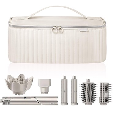Travel Carrying Case for Hair Dryer Shark Flexstyle Dyson Airwrap Brush Hair Accessories Tools Storage Bag for Revlon Hairdryer Styler Organizer (Beige)