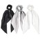 3PCS Hair Scarf Scruncheis for Women Knotted Bow Hair Ties Elastic Bands Satin Hair Ribbon Scrunchy Red Ponytail Holder for Women and Girls (Black White Gray)