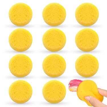 Pottery Sponges for Clay - 12 Pcs Tack Sponges for Cleaning Leather Art Sponges for Acrylic Painting Small Sponges Round Sponge Craft Sponges for Painting - Paint Sponges Pottery Sponge for Painting