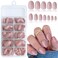 Short Press on Nails Almond Fake Nails, 240 Round Almond Press on Nail Short Full Cover Acrylic Presson Nail Tips Nude Tan Artificial False Fingernail Nail Glue Adhesive Tabs for Women Kids