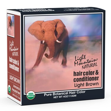 Light Mountain Henna Hair Color &amp; Conditioner - Light Brown Hair Dye for Men/Women, Organic Henna Leaf Powder and Botanicals, Chemical-Free Semi-Permanent Hair Color, 4 Oz