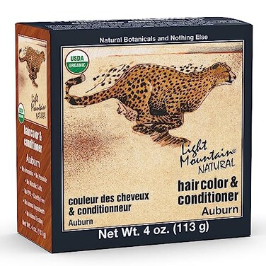 Light Mountain Henna Hair Color &amp; Conditioner - Auburn Hair Dye for Men/Women, Organic Henna Leaf Powder and Botanicals, Chemical-Free, Semi-Permanent Hair Color, 4 Oz