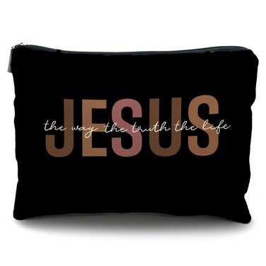 christian makeup bag,jesus cosmetic bag,christian gifts for women girl,Christian Gift bags,christian gifts for women,Inspirational Gifts for Women girls,Bible Verse cosmetic bag（Jesus-1）