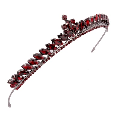 LIMELIA Women's Tiara-Crown for Henna Wedding Party   Glitter Hair Accessories for Bridal Birthday Pageant Prom Halloween Costume Christmas Party, Princess Crowns   Slim Design - Burgundy