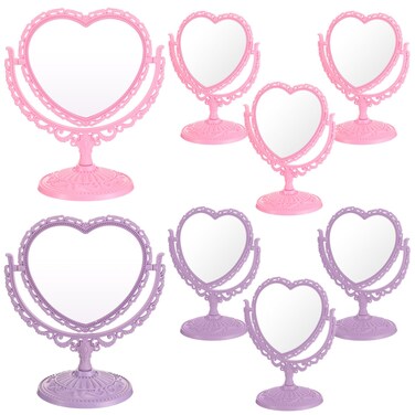 8 Pcs Heart Mirror Purple Pink Heart Shaped Mirror Spa Party Supplies for Girls Makeup Spa Birthday Party Favors