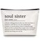 Sister Makeup Organizer Bag, Soul Sister Inspirational Handmade Idea Presents for Sis Women Best Friend Birthday Easter Women's Day Bridesmaid Party Cosmetic Travel Toiletry Souvenir Bags