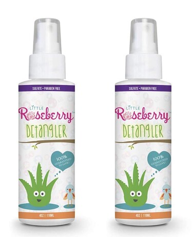 Hair Detangler Spray for Kids. Made with Organic Aloe and Natural Vitamins to Hydrate. Organic Detangler and Leave In Conditioner for Children &amp; Adults. No Chemicals or Fragrance. USA Made. (2 Pack)