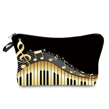 Musical Note Piano Cosmetic Bag for Women Cute Small Makeup Bag for Purse Travel Toiletry Zipper Pouch for Girls Gift for Music Lovers Musical Note Piano Makeup Bag for Her