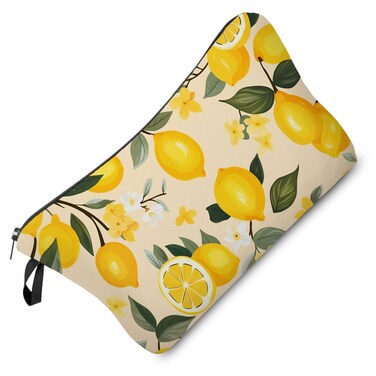 Lemon Makeup Bag Yellow Lemon Pattern Small Cute Organizer Bag Zipper Pouch Lemon Illustration Print Cosmetic Bag Present for Women Friends