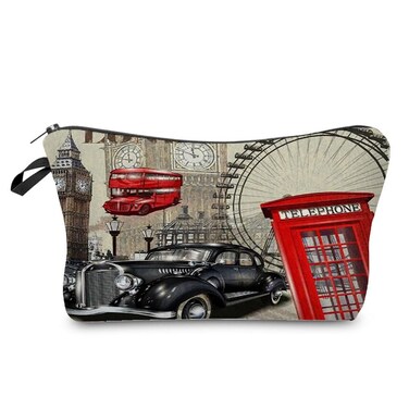 Big Ben Makeup Bag Cute Small Makeup Organizer Bag Travel Toiletry Zipper Pouch Birthday Christmas Gift Vintage London Big Ben Cosmetic Bag for Women Friends Sisters