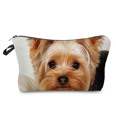 Yorkshire Terrier Dog Cosmetic Bag for Women Cute Small Makeup Bag for Purse Travel Toiletry Zipper Pouch for Girls Gift for Dog Lovers Yorkshire Terrier Dog Makeup Bag for Her