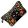 Black Cat Makeup Bag Mexican Folk Art Painting Small Organizer Zipper Pouch Floral Black Cat Kitten Print Cosmetic Bag Present for Women Friends