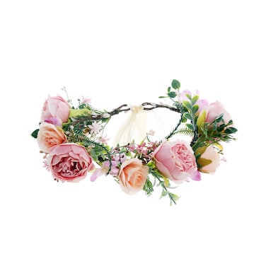 Fairy Floral Crown Woodland Headband Elf Flower Headpiece Forest Elven Circlet for Women Girls Bridal Wedding Prom Halloween Cosplay Photo Lavender