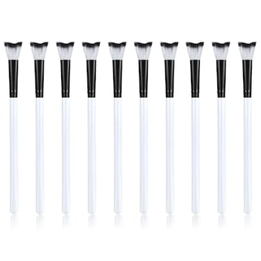 10Pcs Curved Fluffy Lash Cleaning Brushes, Eyelash Extension Brush, Shampoo Cleaning Brush, Makeup Removal Eyelash Cleanser Brushes, Professional Eyelash Wash Brush Sets for Home Salon Facial