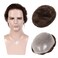 Toupee for Men 100% European Real Human Hair Pieces for Men 0.03mm Super Soft Ultra Thin Skin PU Mens Hair System light- Medium Density Hair Replacement System for Men 8x10 Inch#2(Dark Brown