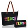 2 Pcs Tote Bag Gift for Teacher Nurse Dance Preppy Makeup Bag Cosmetic Women Chenille Letter School party