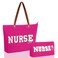 2 Pcs Tote Bag Gift for Teacher Nurse Dance Preppy Makeup Bag Cosmetic Women Chenille Letter School party