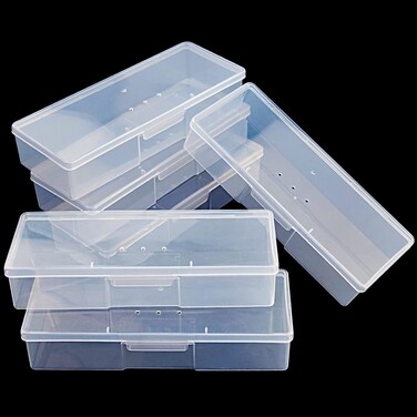 Clear Manicure Tool Box, Lokyango Personal Nail Box Storage Case for Organizing, Plastic Nail Tool Box for Manicure Pedicure Kit (6pcs)