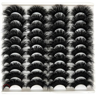 Mink Lashes Fluffy 3D Volume Dramatic Lashes Fuax Mink 20mm 25mm Big Long Cat Eye Full Strip Eyelashes Pack Wispy False Eyelashes Bulk