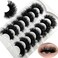 Mink Lashes Fluffy Long 3D Faux Mink Wispy 20mm 25mm Big Dramatic Strip Lashes That Look Like Extensions Thick Cat Eye False Eyelashes Pack