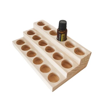 3 Tier Wooden Essential Oil Organizer Essential Oils Racks Display Stand Tabletop Storage Rack for 5-20ml Bottles Perfumes and Nail Polish Compact Shelf