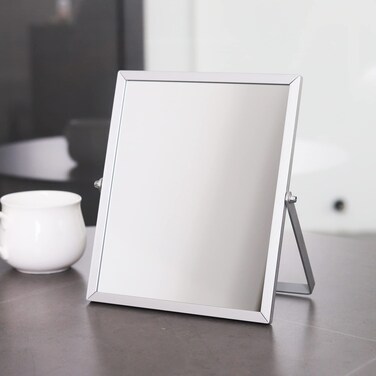 LONGSHENG - SINCE 2001 - Table Desk Vanity Makeup Mirror Portable Folding Mirror with Metal Stand 90&deg;Adjustable Rotation Tavel Make Up Mirror