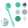 Electric Back Scrubber with Five Body Brush Head, Rechargeable ; Detachable Long Handle (Green)