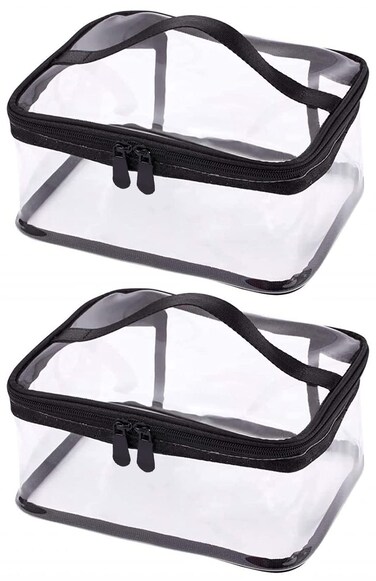 Louise Maelys Portable Clear Makeup Bag Zipper Waterproof Transparent Travel Storage Pouch Cosmetic Toiletry With Handle