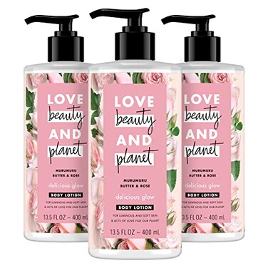 Love Beauty and Planet Delicious Glow Body Lotion for Soft, Glowing Skin Murumuru Butter &amp; Rose Natural Ingredients, Plant-Based Moisturizers, Vegan, Cruelty-Free, 13.5 Ounce (Pack of 3)