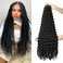 Ocean Wave Crochet Hair 30 inch 7 Packs Long Black Deep Wave Curly Braiding Hair Soft Synthetic Curly Crochet Hair For Black Women (30 Inch, 1B）