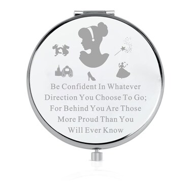 LQRI Cinderella Princess Makeup Mirror Fairy Tale Cartoon Film Pocket Makeup Mirror Fairy Shoes Movie Gift