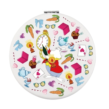 LQRI White Rabbit Compact Mirror Alice Movie Rabbit Gift Fairytale Rabbit Makeup Mirror Rabbit Tea Party in Wonderland Gift