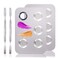 4 in 2 Set Makeup Mixing Palette, Makeup Palette for Foundation, Makeup Mixing Tray, Stainless Steel Mixing Tray with Spatula for Mixing Foundation Eye Shadow Nail Art, Makeup Foundation Mixing Tray