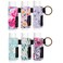 6PCS Lip Balm Holder Keychain Print Chapstick Holder Key chain Lipstick Holder Lip Gloss Sleeve -Tight Elastic Holder Sleeve for Fat and Slim Lip Balms