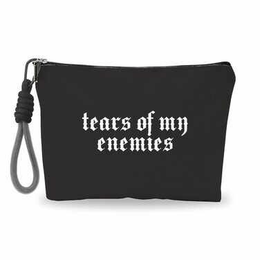 Make Up Bag, Cosmetic Bag With Hand Strap - Gothic Tears Of My Enemies - Lined Toiletry Bag For Woman - Travel Pouch, Black Organizer With Zipper, Women Essentials &amp; Accessories - A09