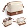 2-In-1 Jewelry Box and Makeup Bag with Mirror - Versatile Travel Jewelry Holder Organizer Cosmetic Bag, Portable Toiletry Bag with Integrated Jewelry Makeup Case for Women Men (White &amp; Brown)