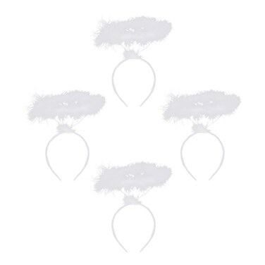 Lurrose Angel Headband, Feather Hair Hoop White Feather Headband Angel Headpiece for Women Costume, 4pcs (White)