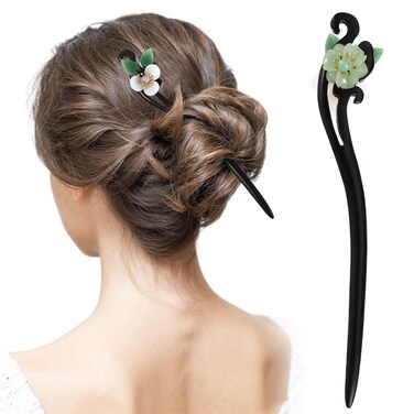 Lurrose Chinese Hair Stick Vintage Flower Hair Stick Japanese Wood Chopsticks for Women Girls Hair Styling