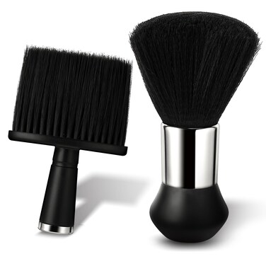 Lusofie 2Pcs Barber Neck Duster Brush Haircut Neck Bush for Brushing Off Cleaning Hair Around Neckline and Ears After Haircut(Black)