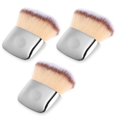 Small Blush Brush 3 Pack Mini Powder Blush Brush Portable Soft Hair Loose Powder Blush Brush Multi-functional Makeup Brush (Silver)