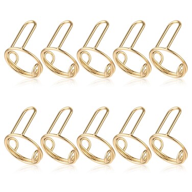 Lusofie 10Pcs Nail Rings With Nails Attached Adjustable Metal Ring Nails Wudu Nail Rings Reusable Detachable Fingernail Rings for Women(Gold)